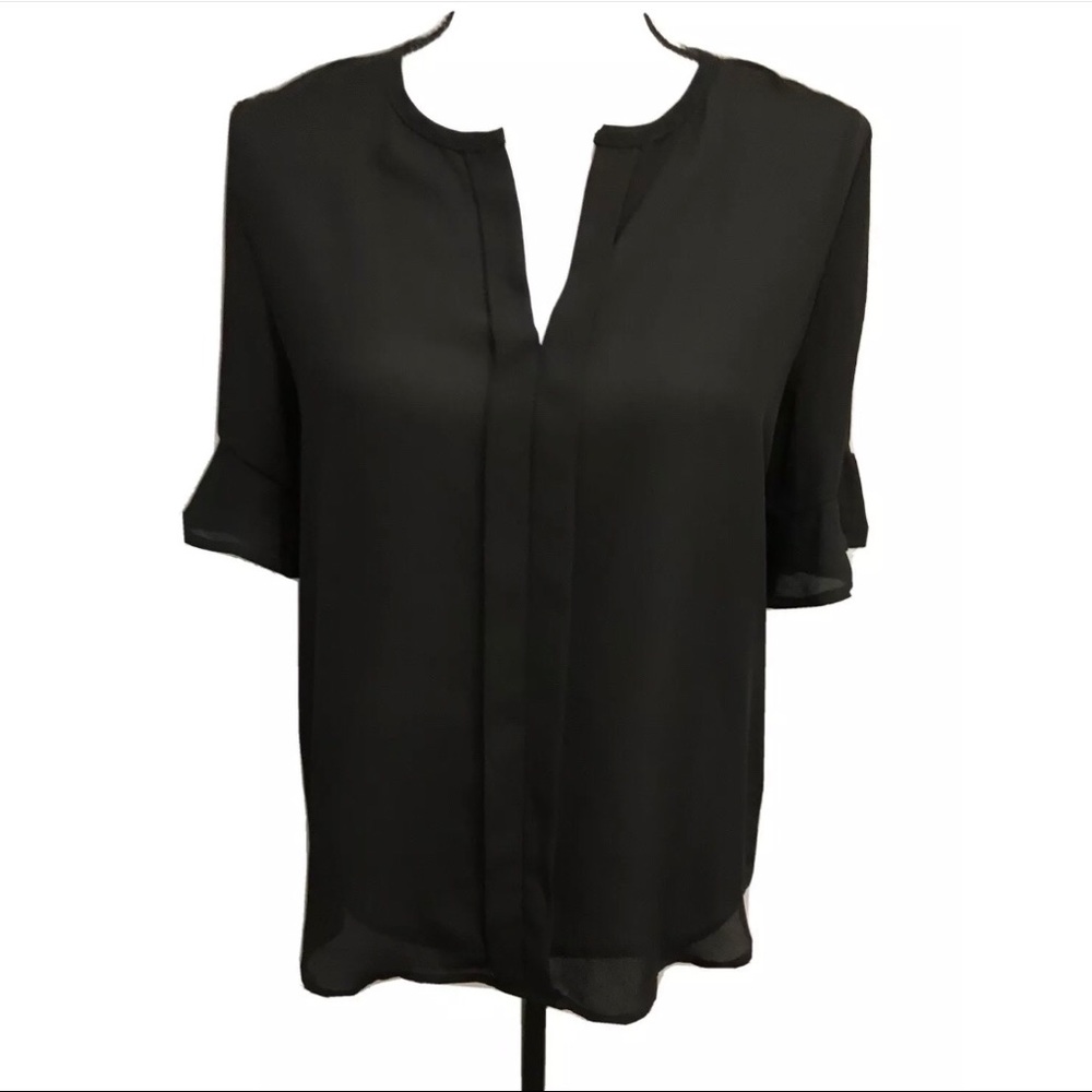 Kay Celine Top Blouse Black with Flowy Sleeves XS